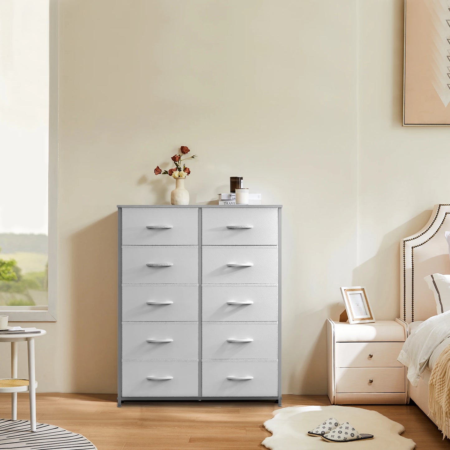 JHK Wardrobe Cabinet With Fabric Drawers Storage Chest Bedroom