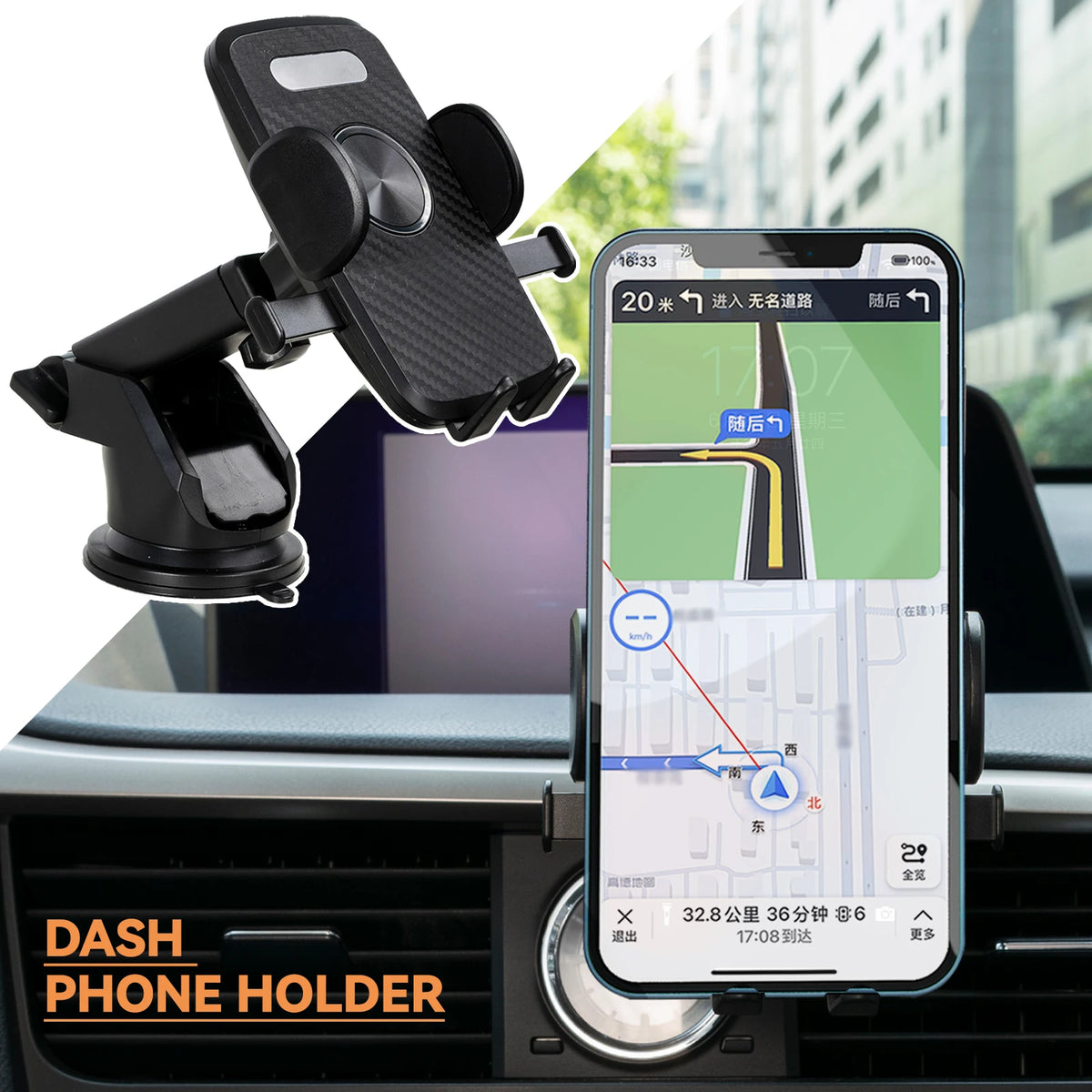 Xukey Gravity Auto Lock Car Phone Holder Dashboard Mount