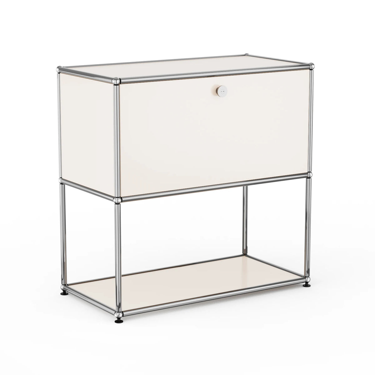 Modern Metal Nightstand With Two Tier Open Storage Bedside Cabinet