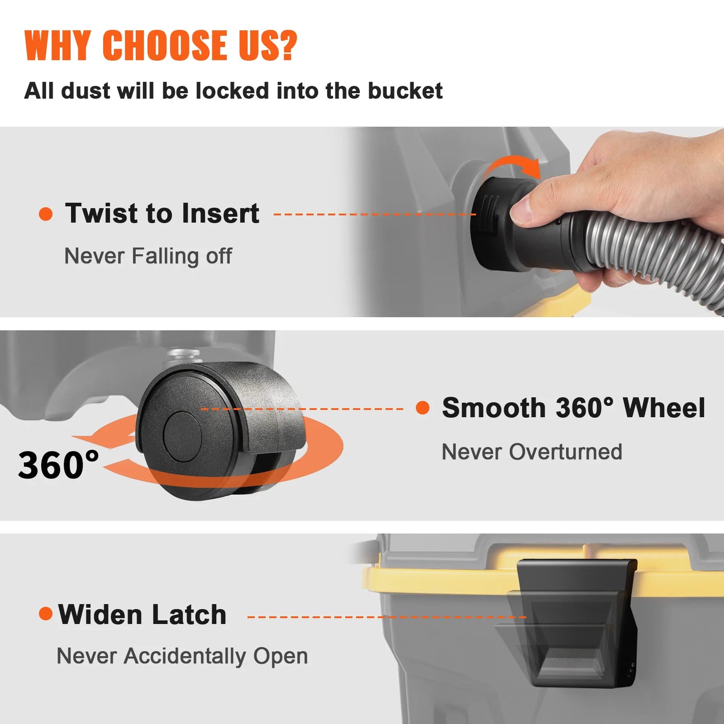 SucceBuy 1200W Wet Dry Vacuum Cleaner For Car And Home