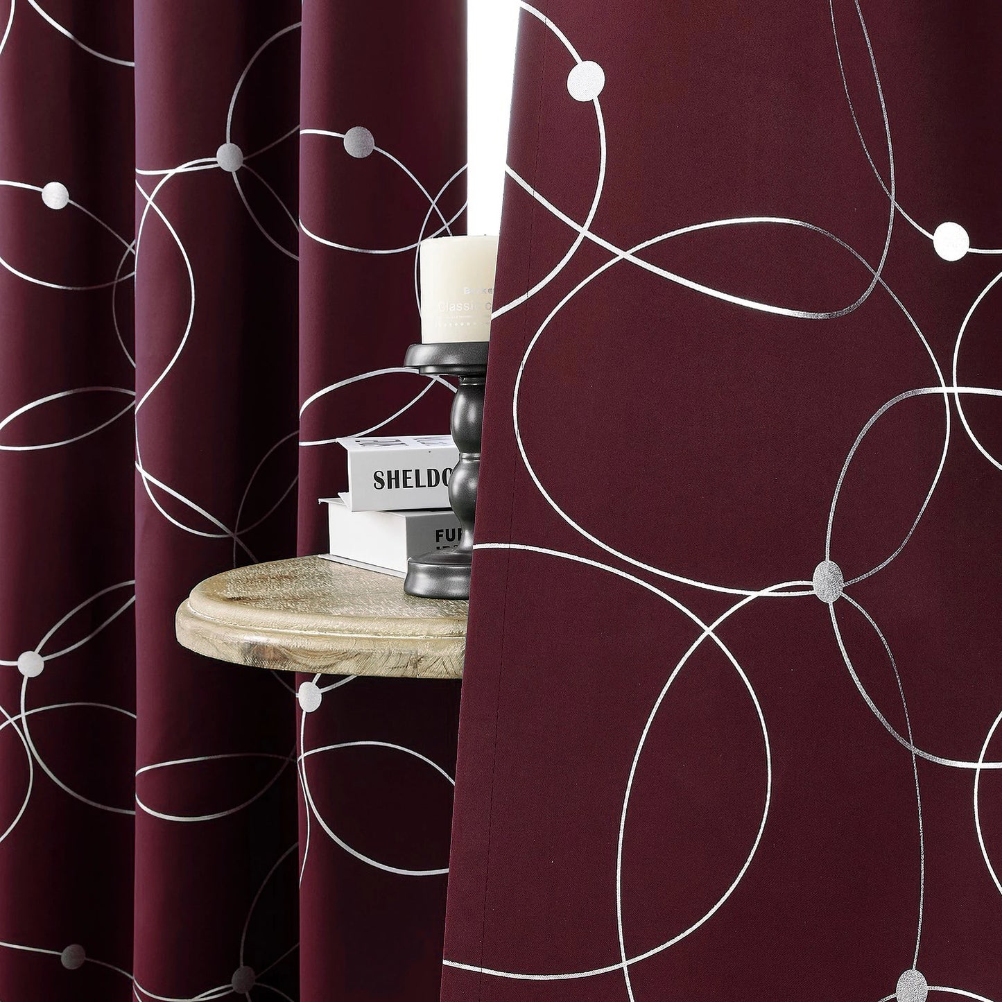 4-Pack Blackout Curtain Panels With Foil Circle Dot Print