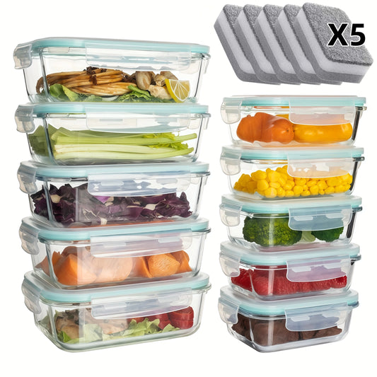 Airtight Glass Food Storage Containers 10 Piece Set