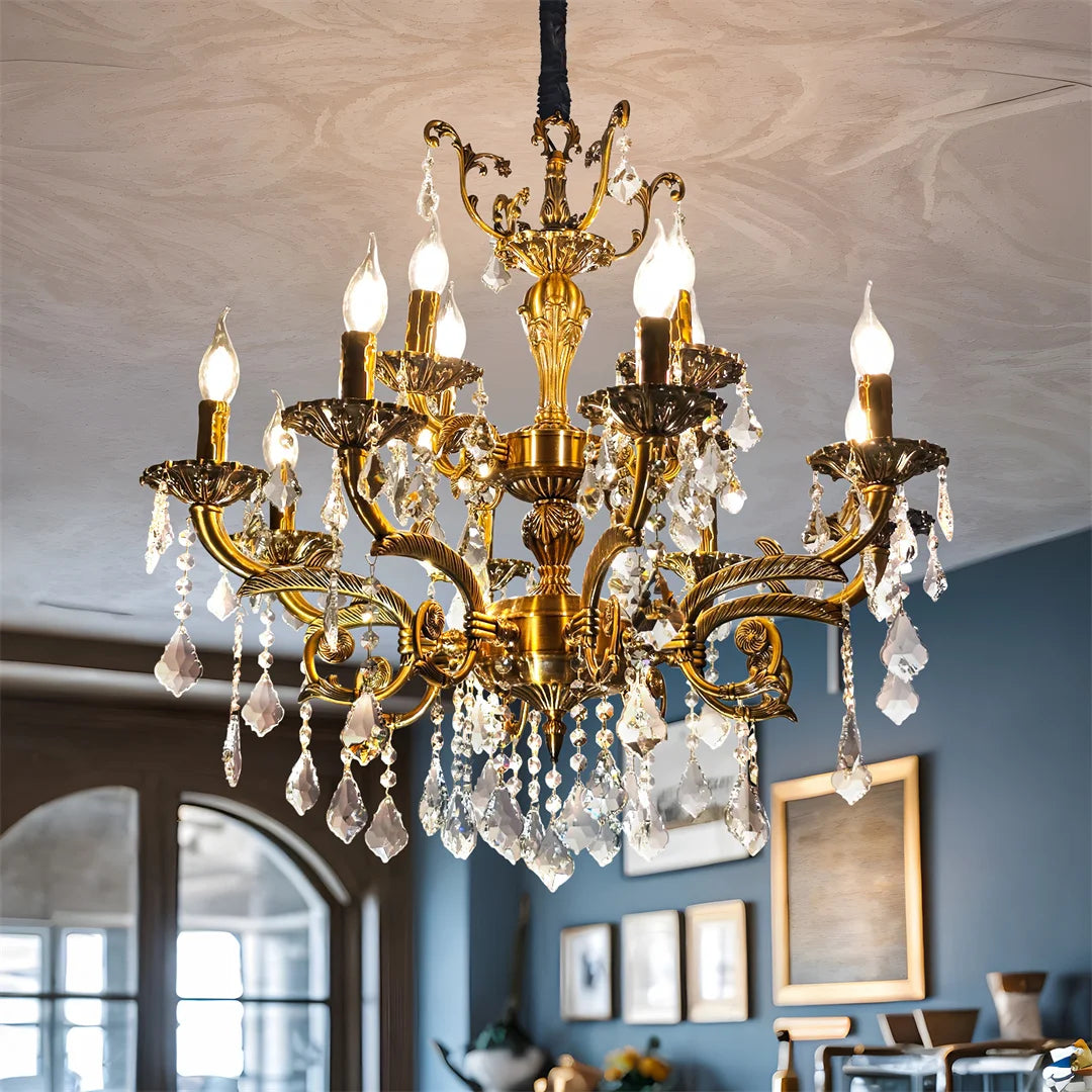 Vrygle Antique Bronze LED Candle Pendant Light Fixture Six Bulbs