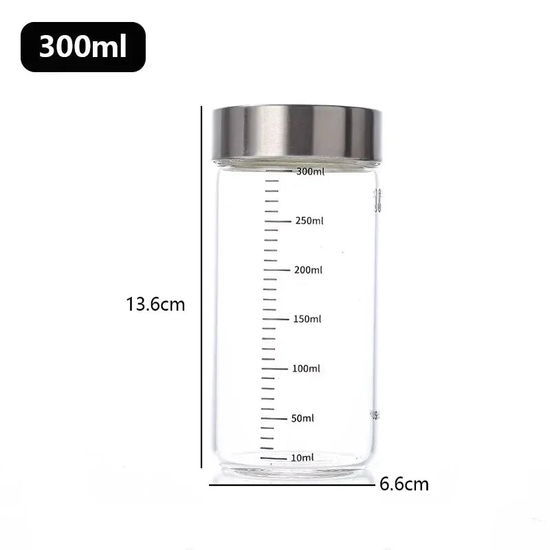 Sealed Borosilicate Glass Storage Jars With Lid And Pour Spout