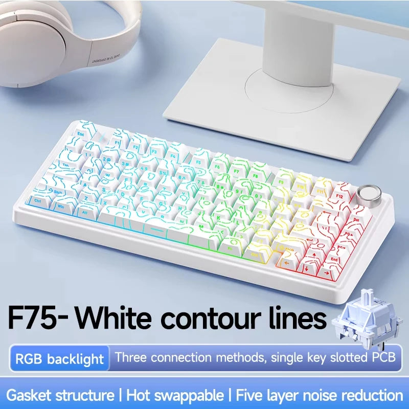 AULA F75 Wireless Bluetooth Mechanical Keyboard With RGB Backlight