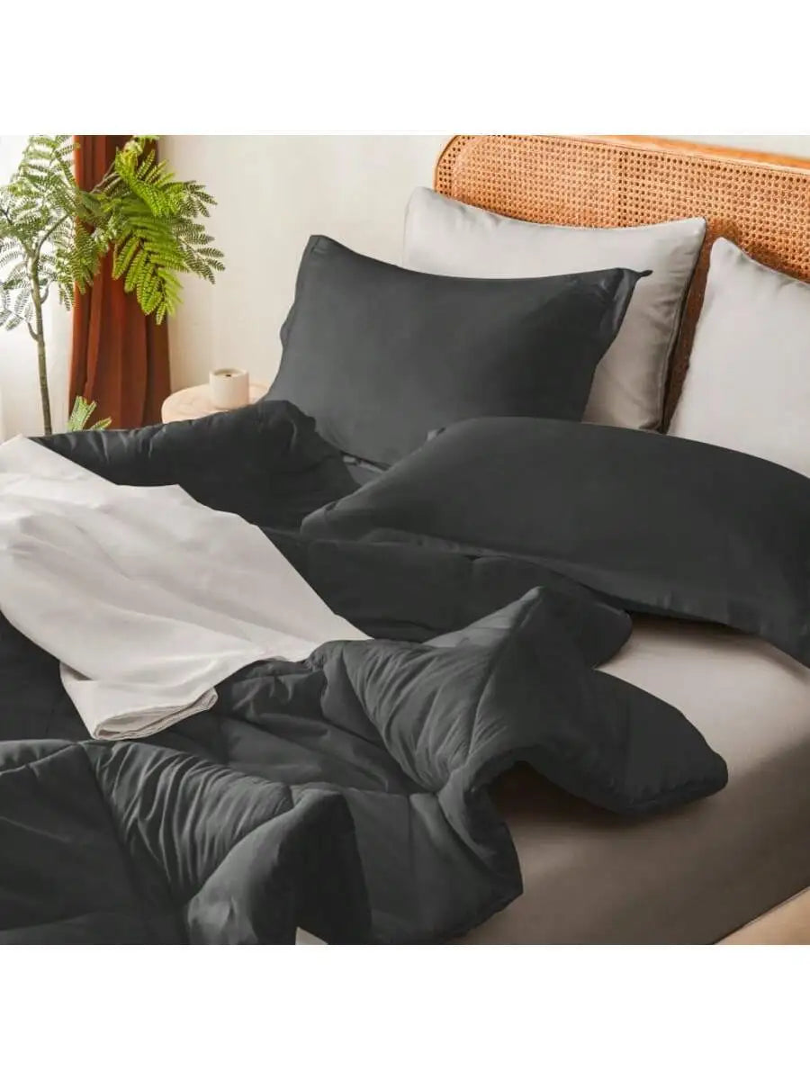 Solid Quilted Comforter Set All Seasons Lightweight Bedding