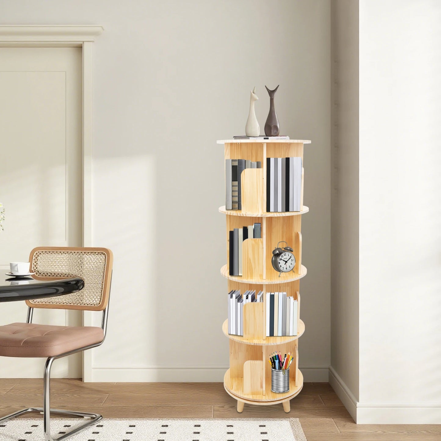 Rotating Four Tier Floor Standing Bookshelf 360 Display Rack