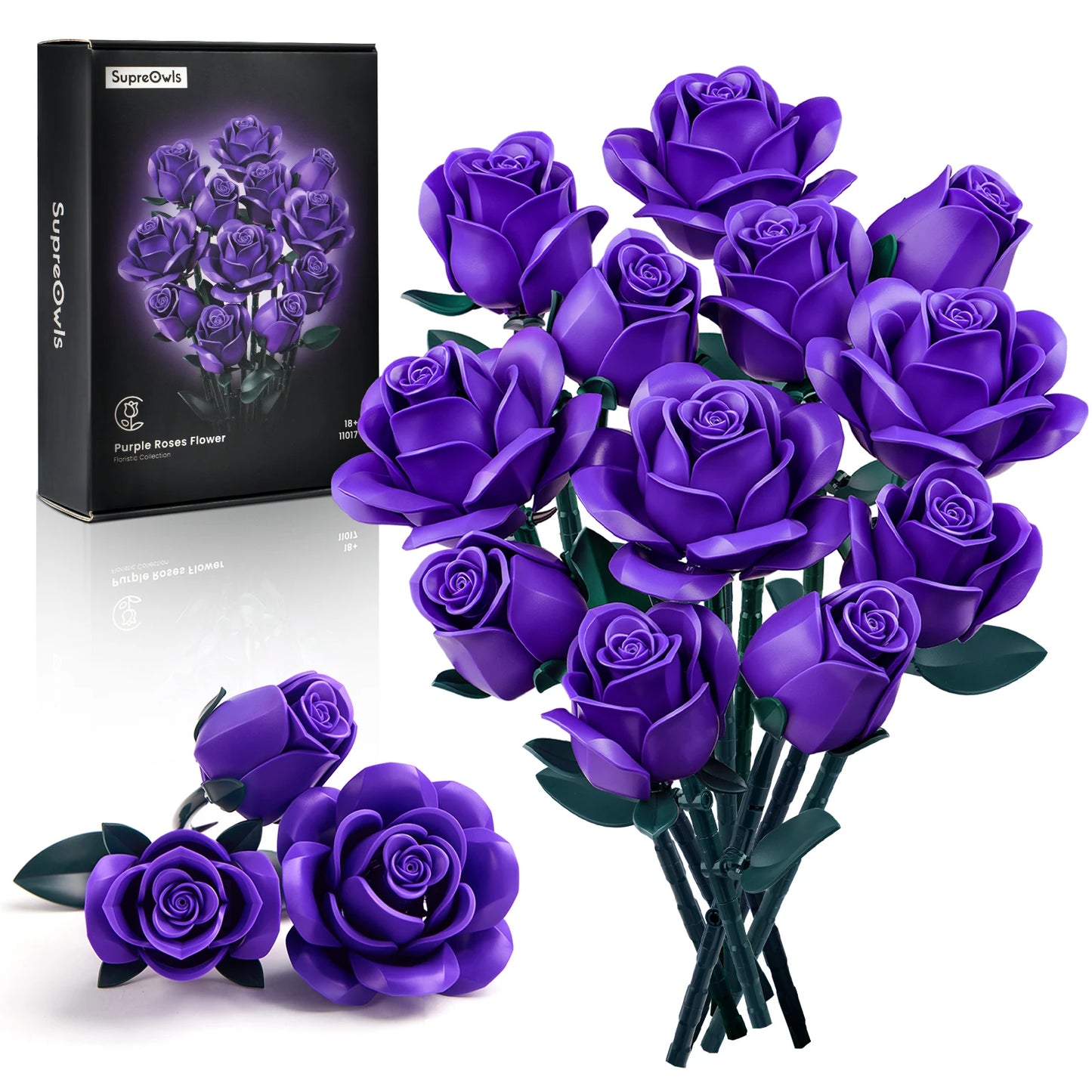 Purple Roses Artificial Bouquet For Home Decor And Valentines Gift