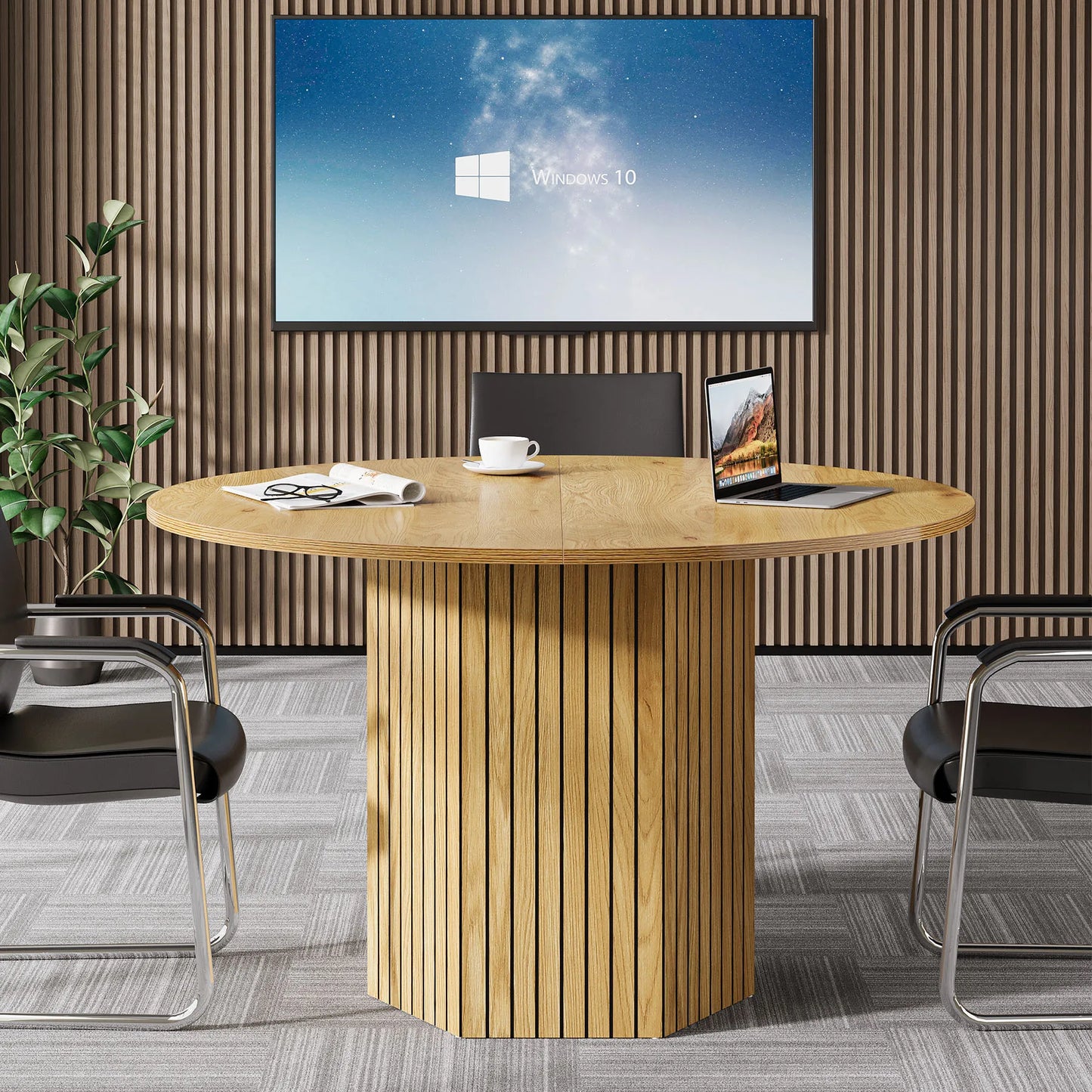 Tribesigns Round Conference Table For 4 To 6 People Office