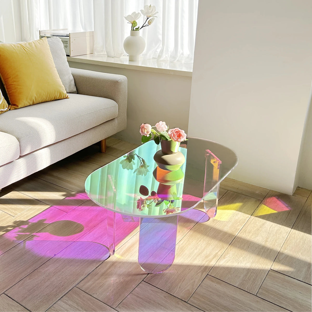 Modern Shatterproof Acrylic End Table For Living Room