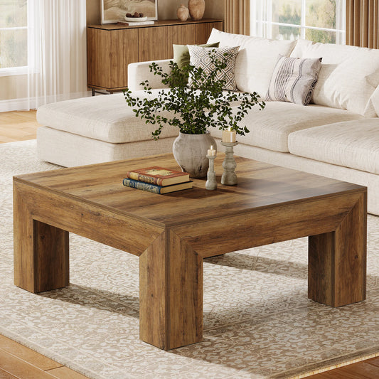Tribesigns Square Coffee Table With Sturdy Wooden Legs