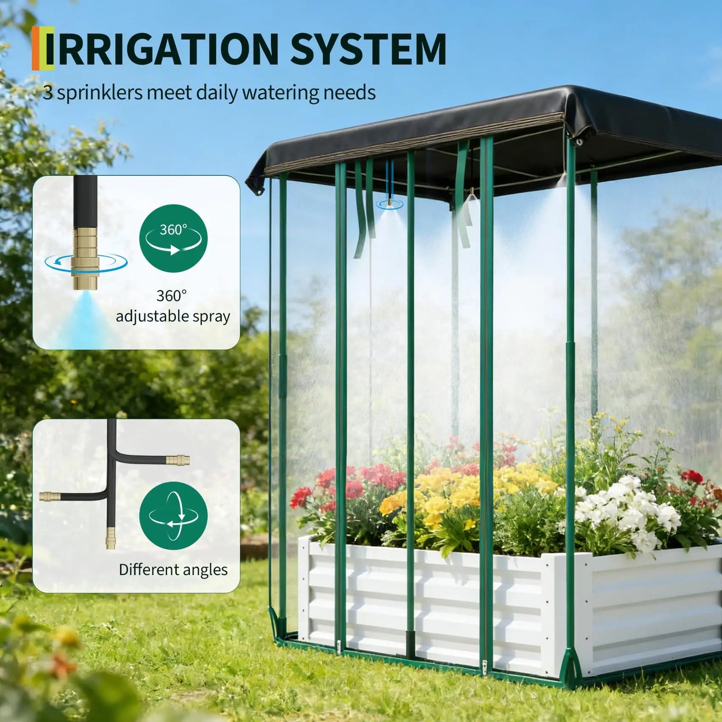 HiMISS 3-In-1 Raised Garden Bed With Drip Irrigation