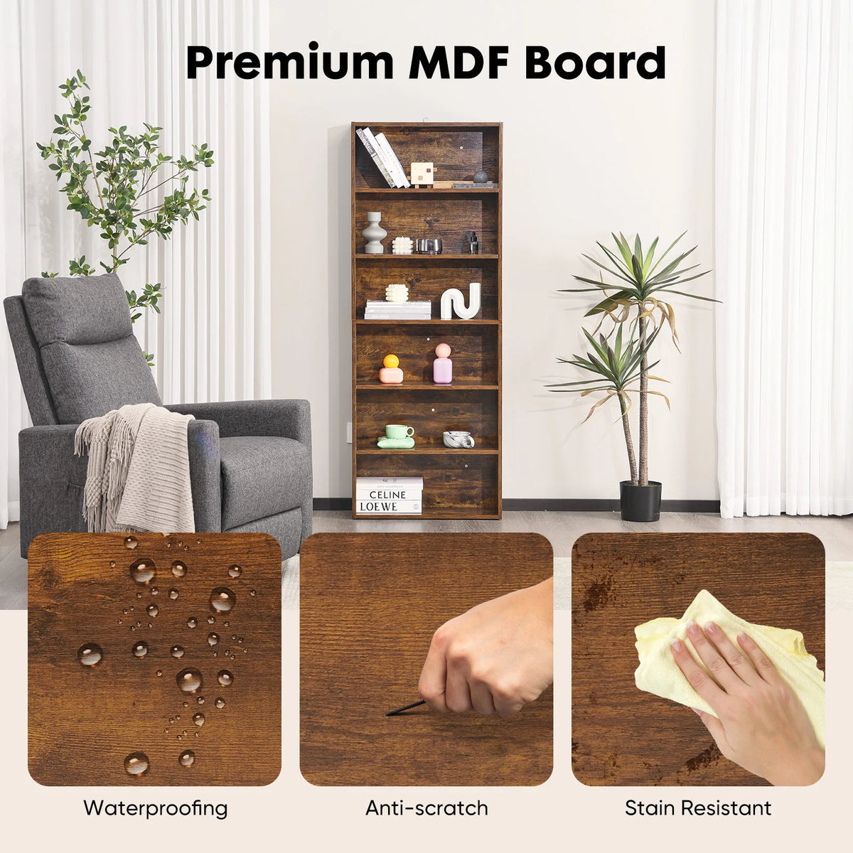 JHK Modern Wooden Bookcase Floor Standing Open Shelf Storage Unit