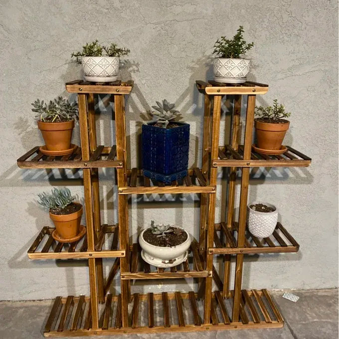Wisfor Wooden Plant Shelf Multi-Tier Indoor Outdoor Plant Display Stand