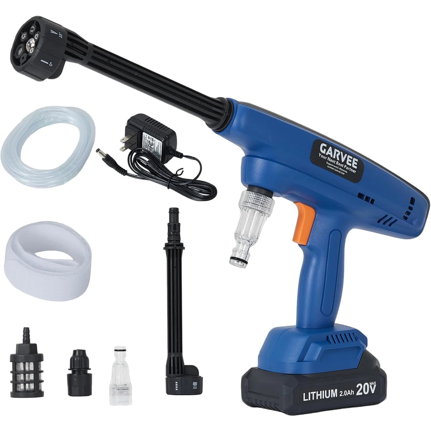 HiMISS Cordless Portable Pressure Washer 2 Batteries 6-In-1 Nozzle