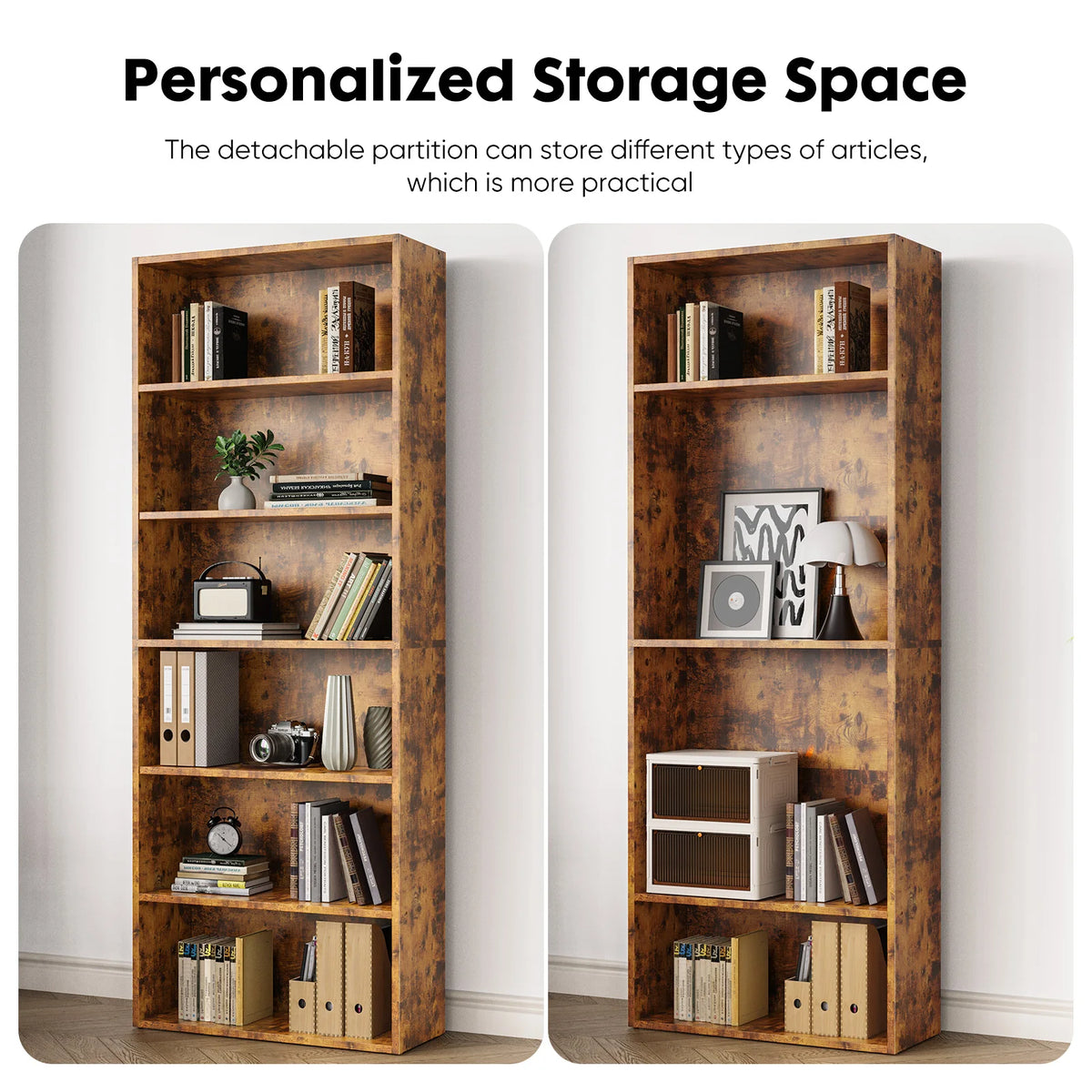 JHK Modern Wooden Bookcase Floor Standing Open Shelf Storage Unit