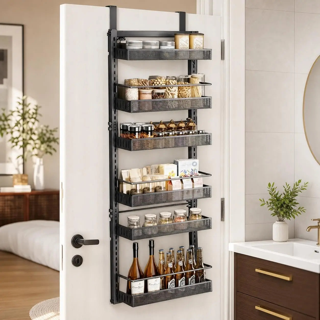 HiMISS Adjustable 6-Level Metal Pantry Organizer For Doors