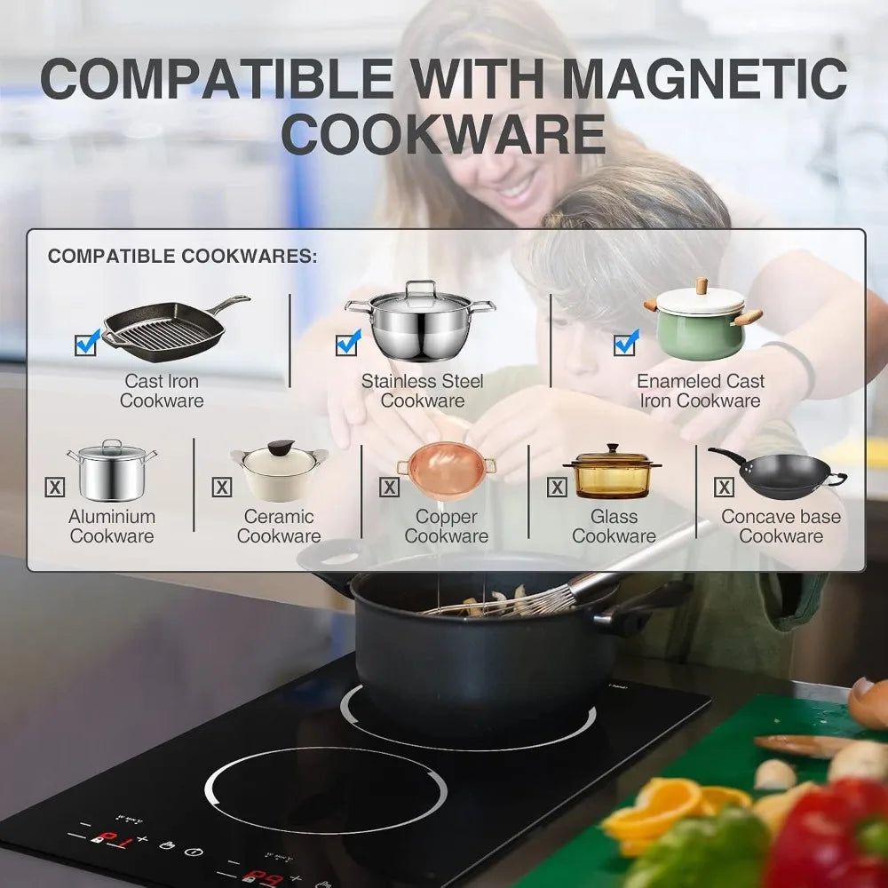 XMSJ Double 2 Burner Induction Cooktop 110V Electric Stove