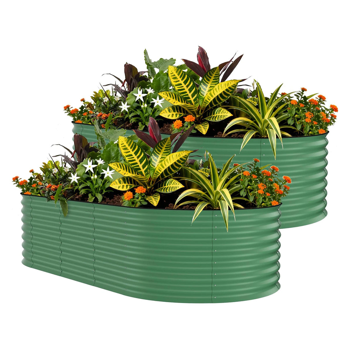 HiMISS Rustproof Galvanized Steel Raised Garden Planter Box Set