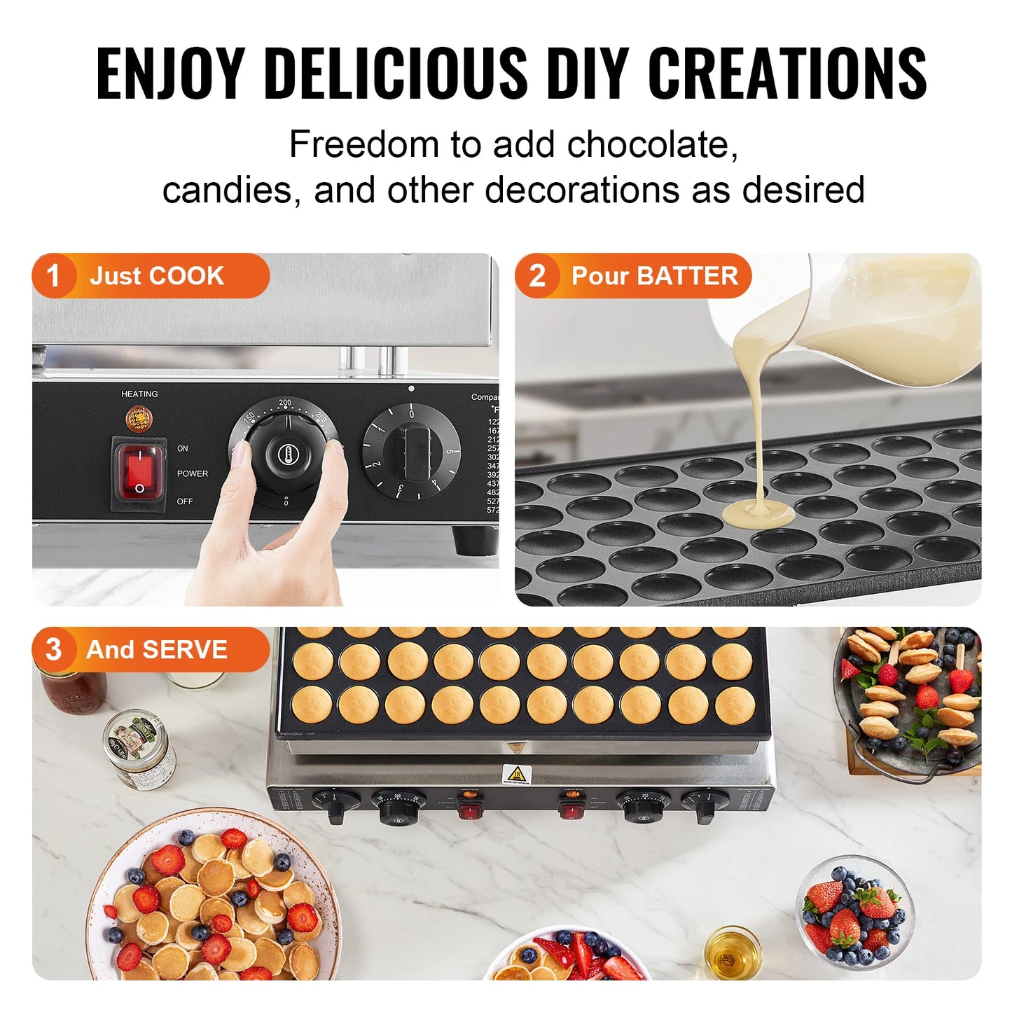 SucceBuy 50Pcs Mini Dorayaki Pancake Maker Dual Temp Time Control