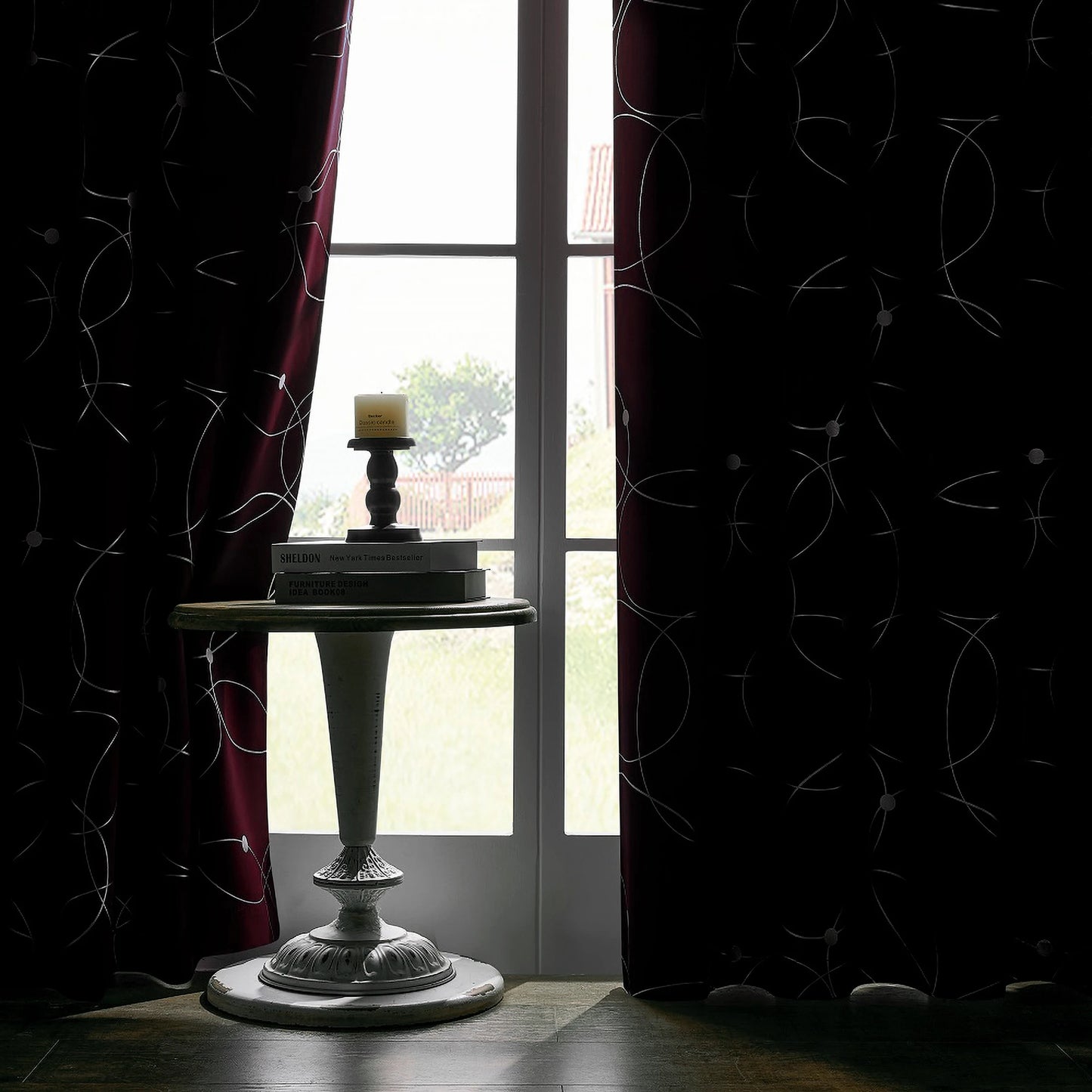 4-Pack Blackout Curtain Panels With Foil Circle Dot Print