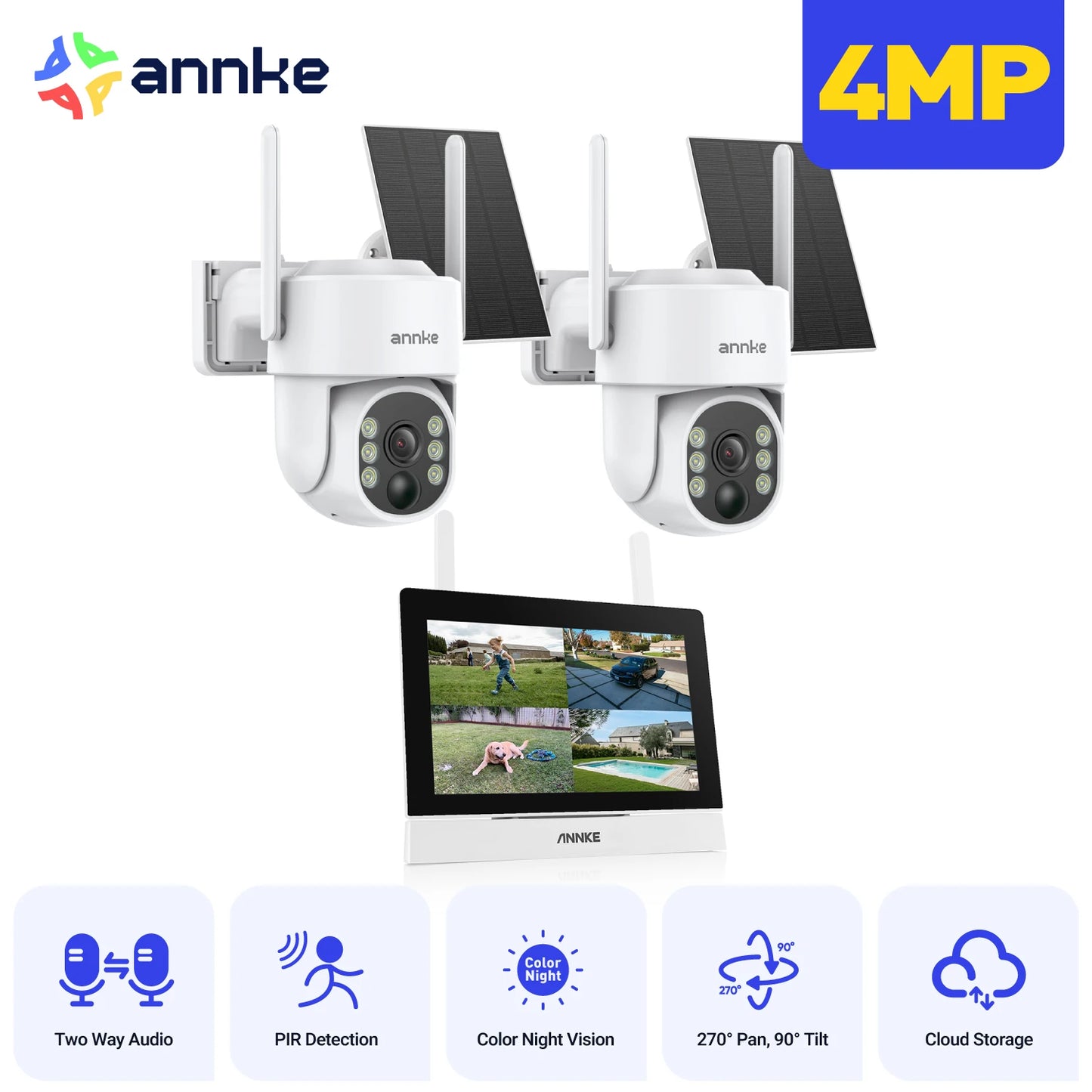 ANNKE Wireless 4MP Solar Outdoor CCTV System With NVR PTZ
