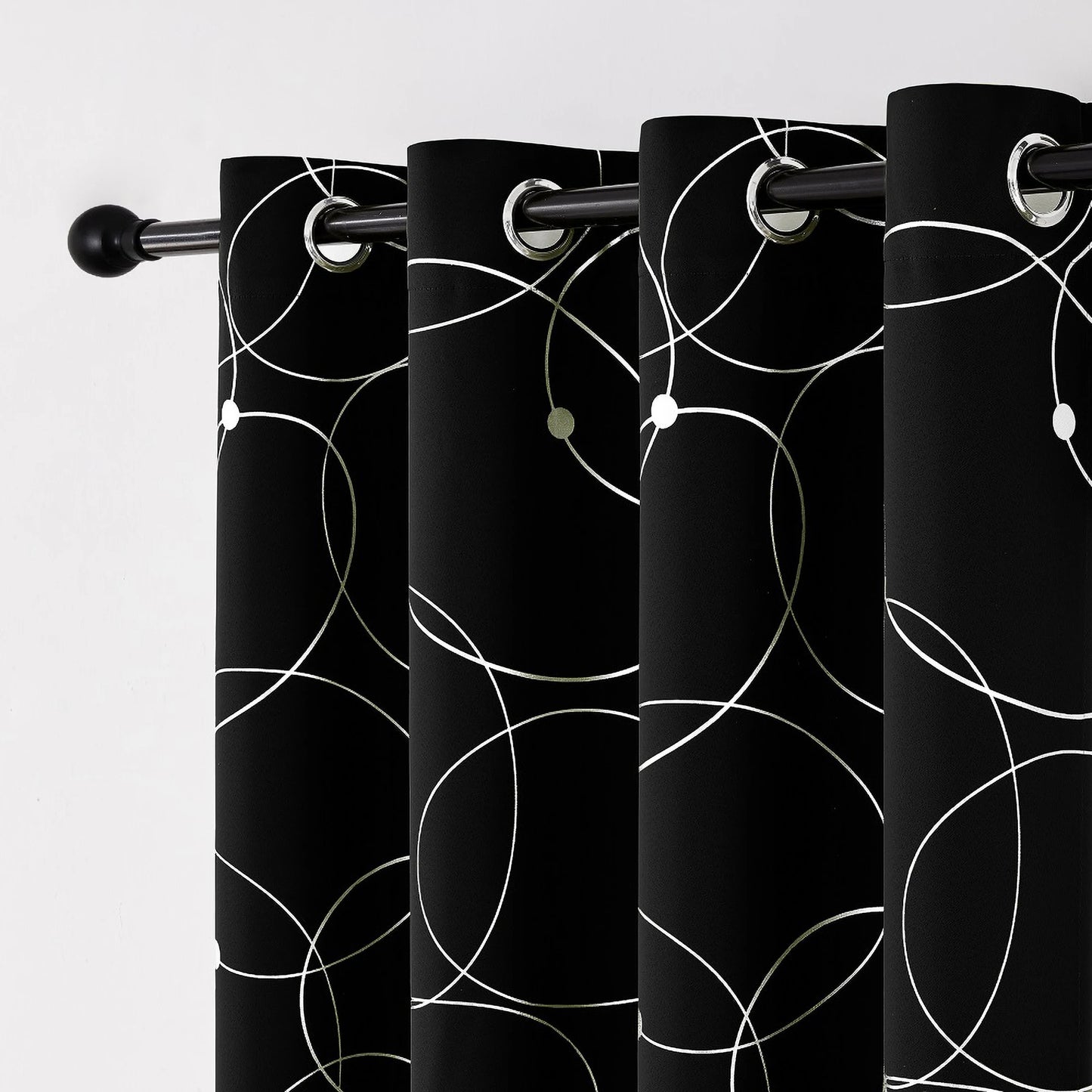 4-Pack Blackout Curtain Panels With Foil Circle Dot Print