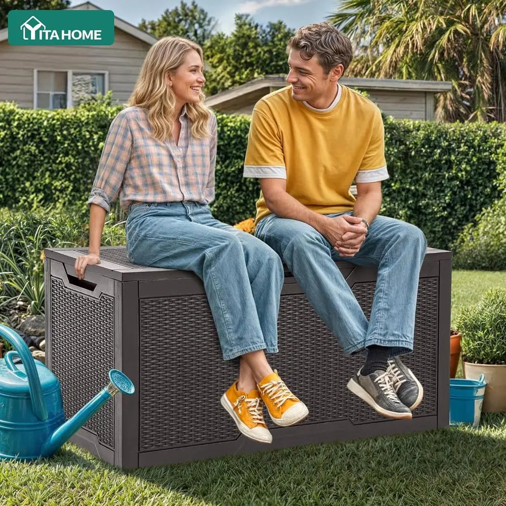 Weatherproof Deck Storage Box With Lock For Outdoor Use