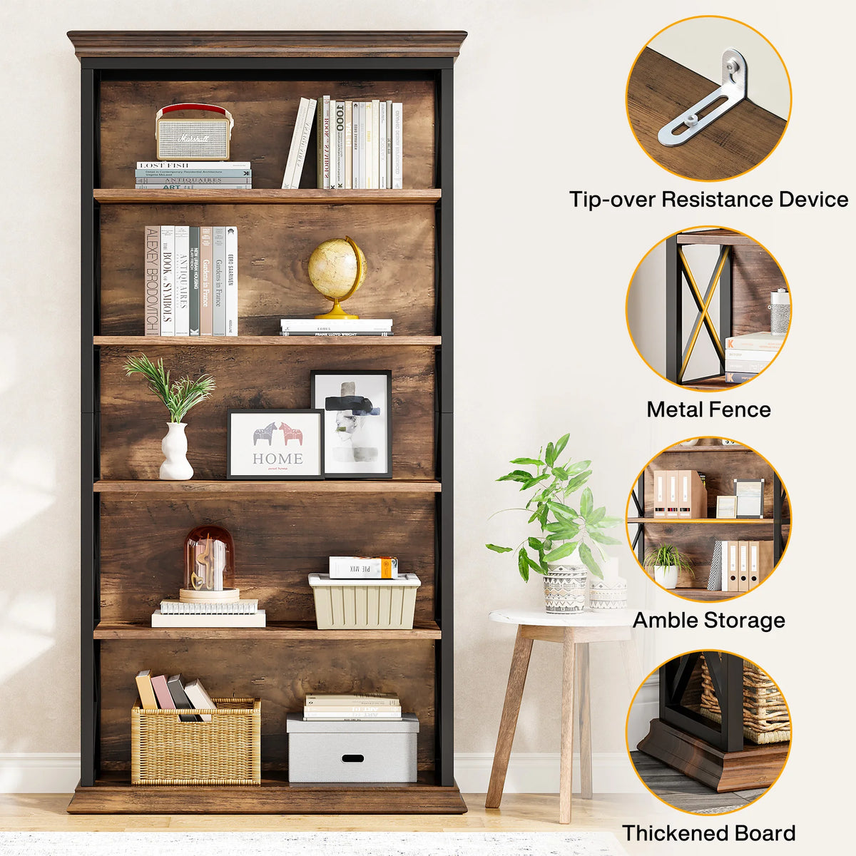 Tribesigns Modern Wooden Bookshelf For Home Office Display Storage