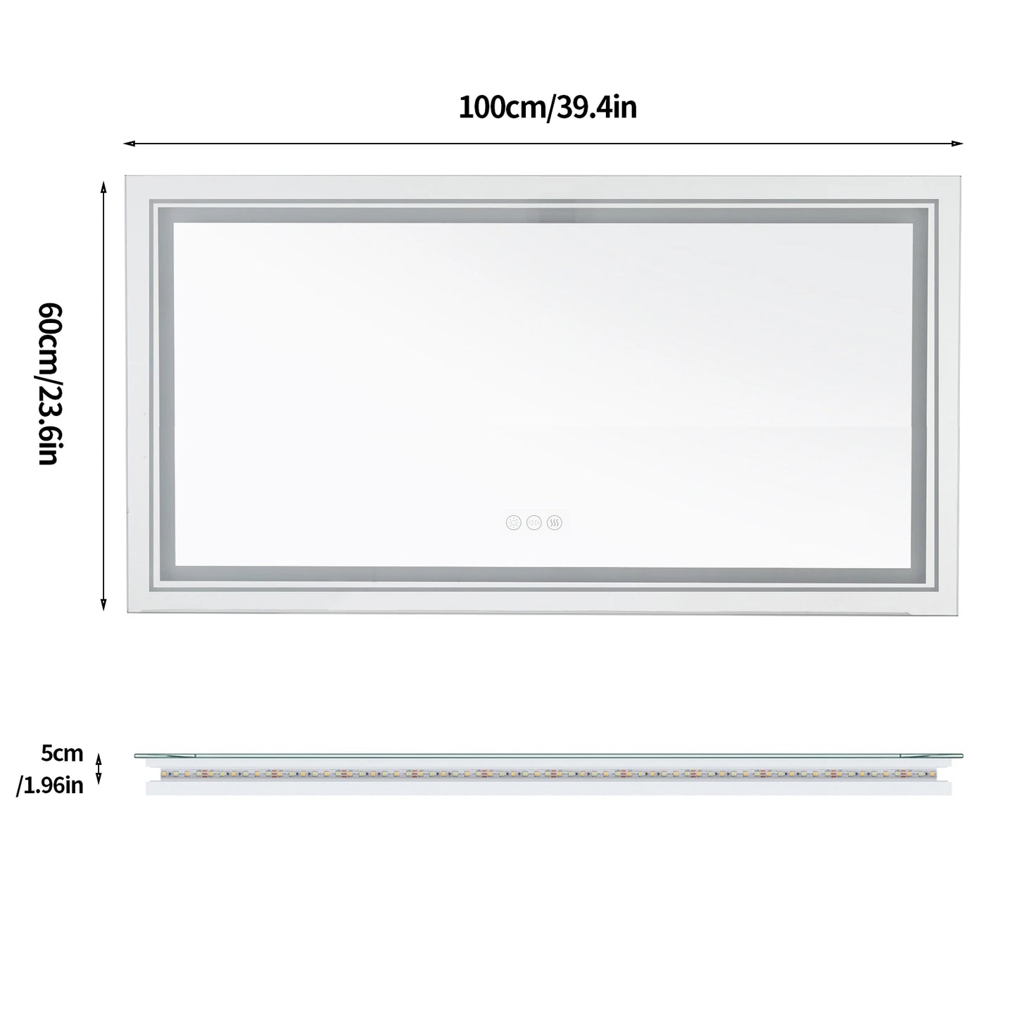 Led Bathroom Mirror With Front And Back Lighting Wall Mount