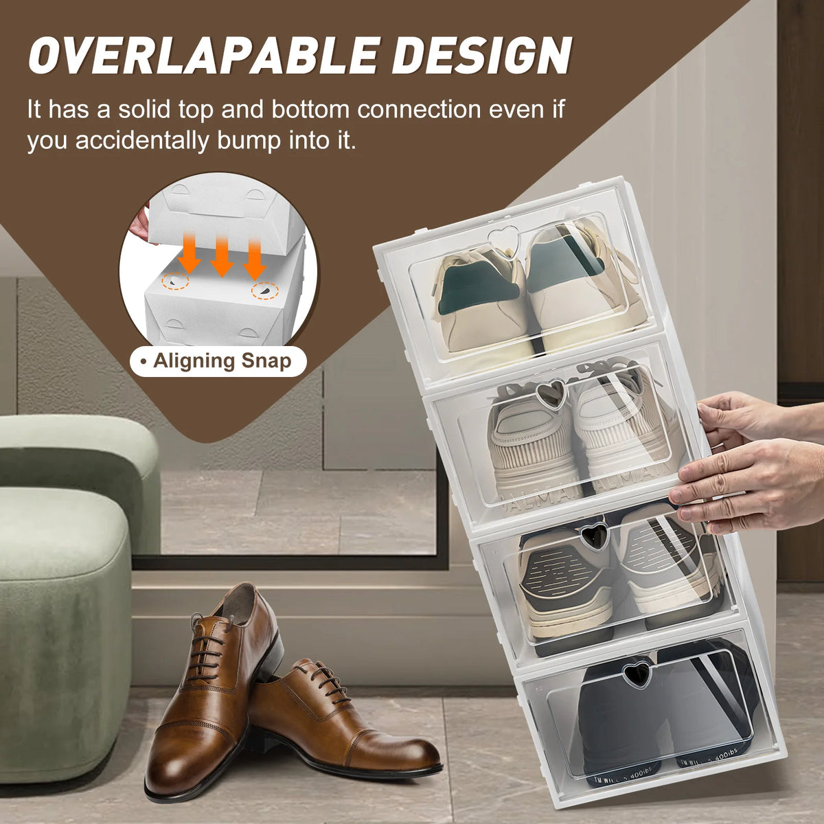 Bymaocar Stackable Transparent Shoe Storage Boxes With Vent Holes