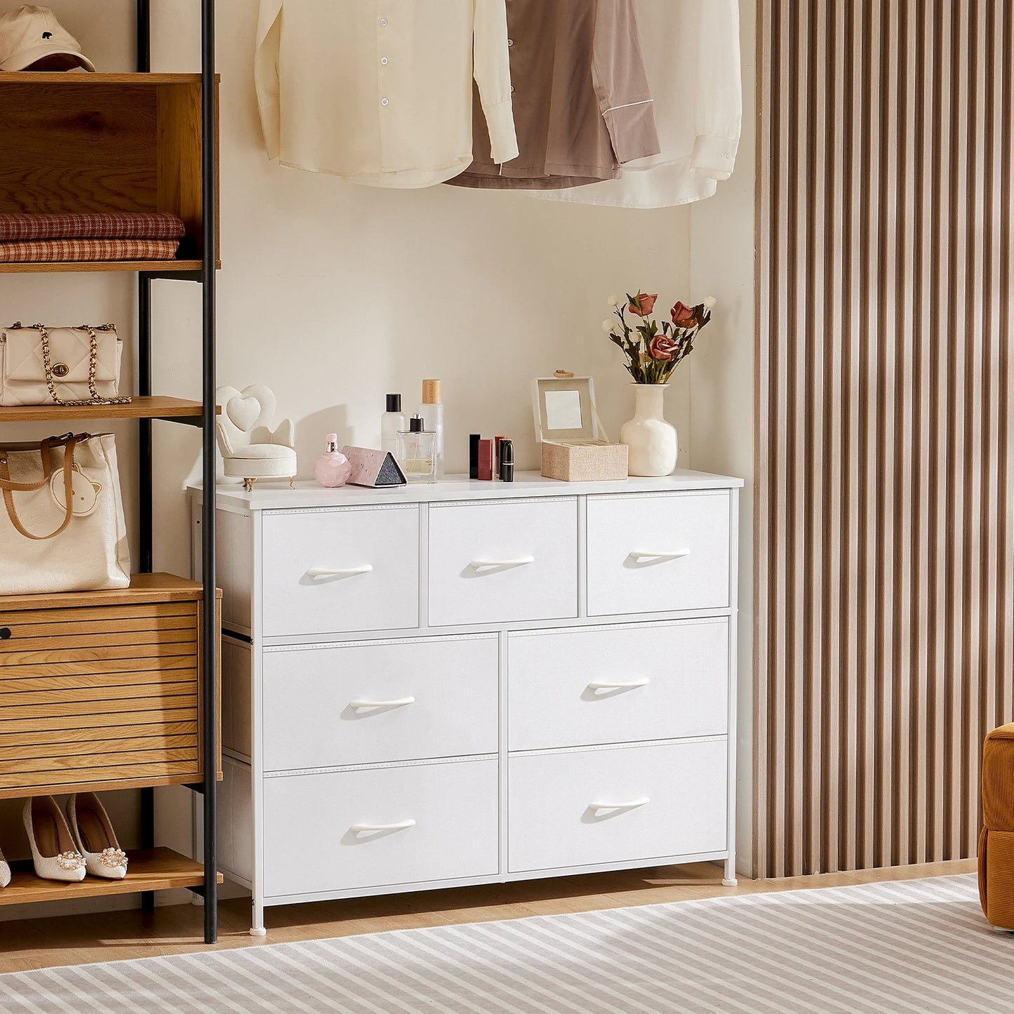 JHK Wardrobe Cabinet With Fabric Drawers Storage Chest Bedroom