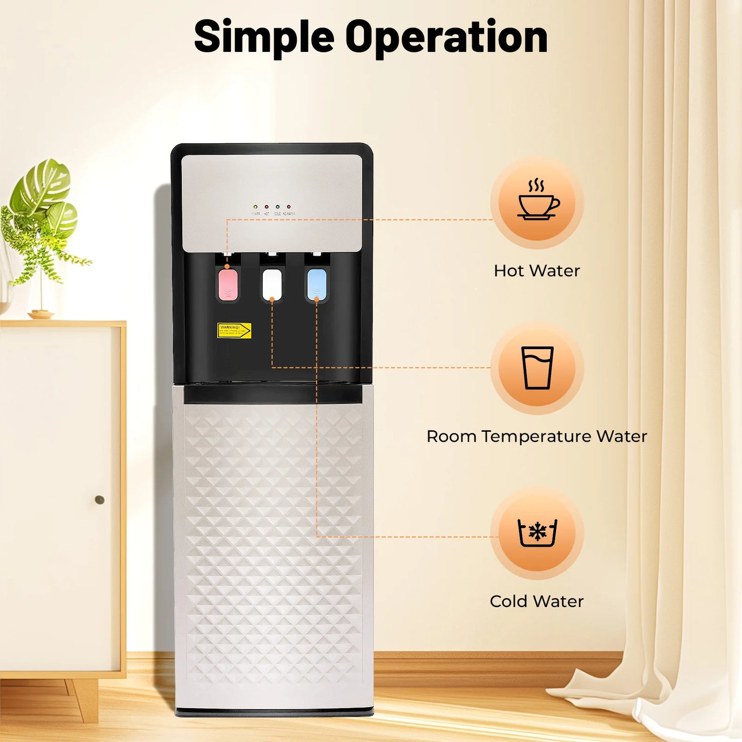 US 110V Bottom-Loading Hot Cold Water Dispenser 500W