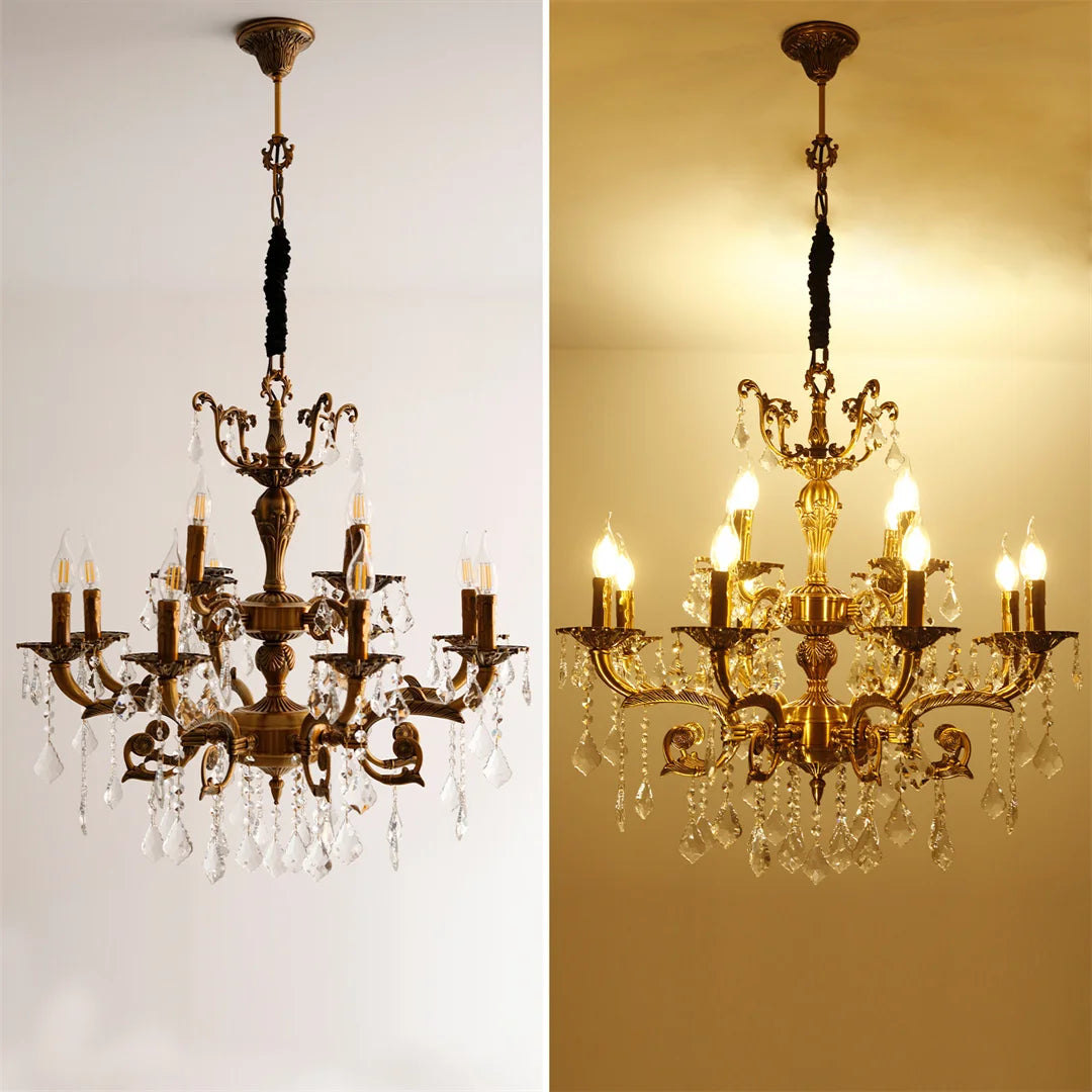 Vrygle Antique Bronze LED Candle Pendant Light Fixture Six Bulbs