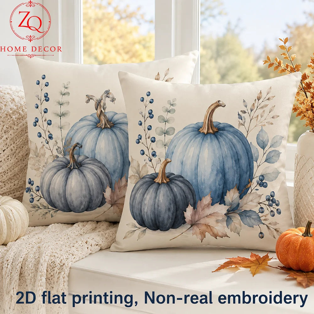 Thanksgiving Pumpkin Velvet Throw Pillow Covers For Farmhouse Decor