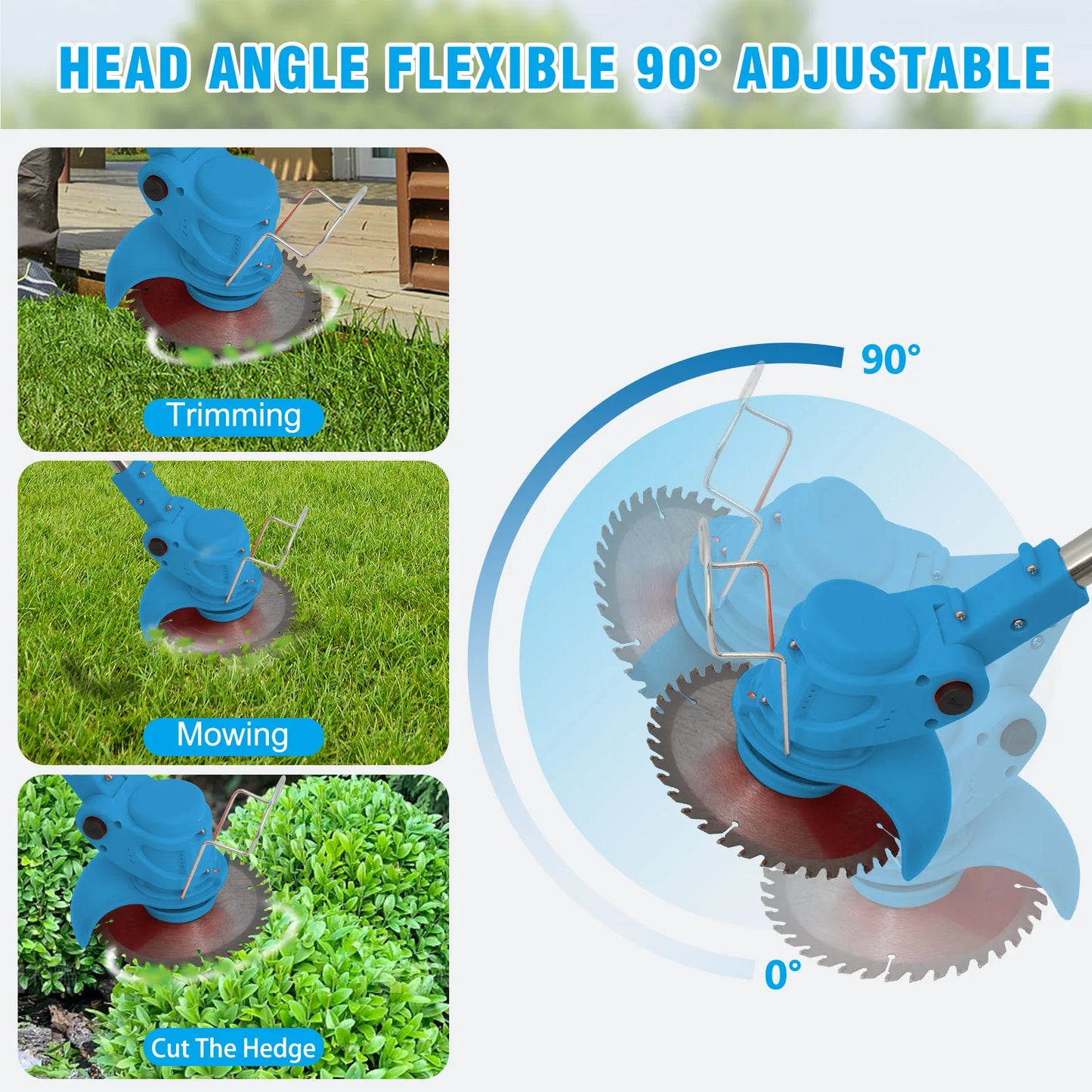 21V Cordless Lawn Mower 3 In 1 Trimmer Foldable Handle