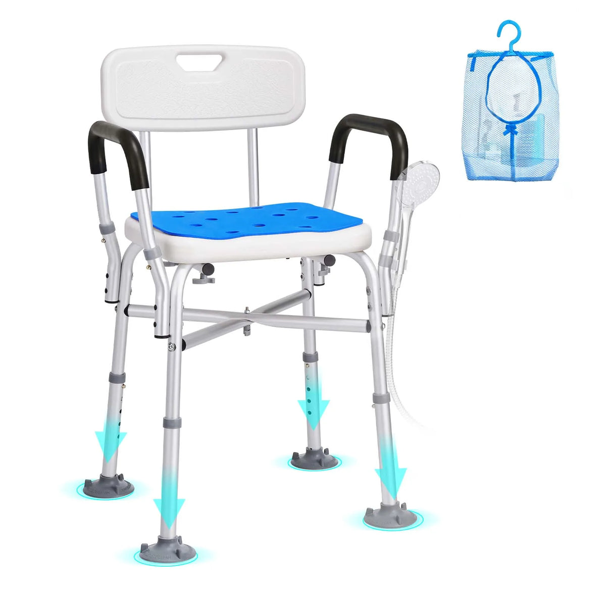 Adjustable Height Shower Chair Bench Seat Bathtub Support 400 Lbs