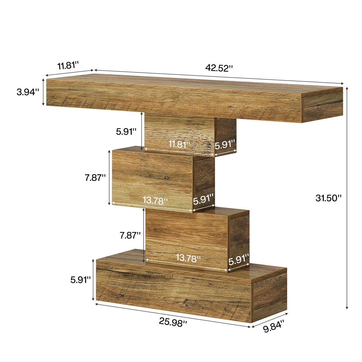 Tribesigns Farmhouse Wood Console Table With Geometric Base
