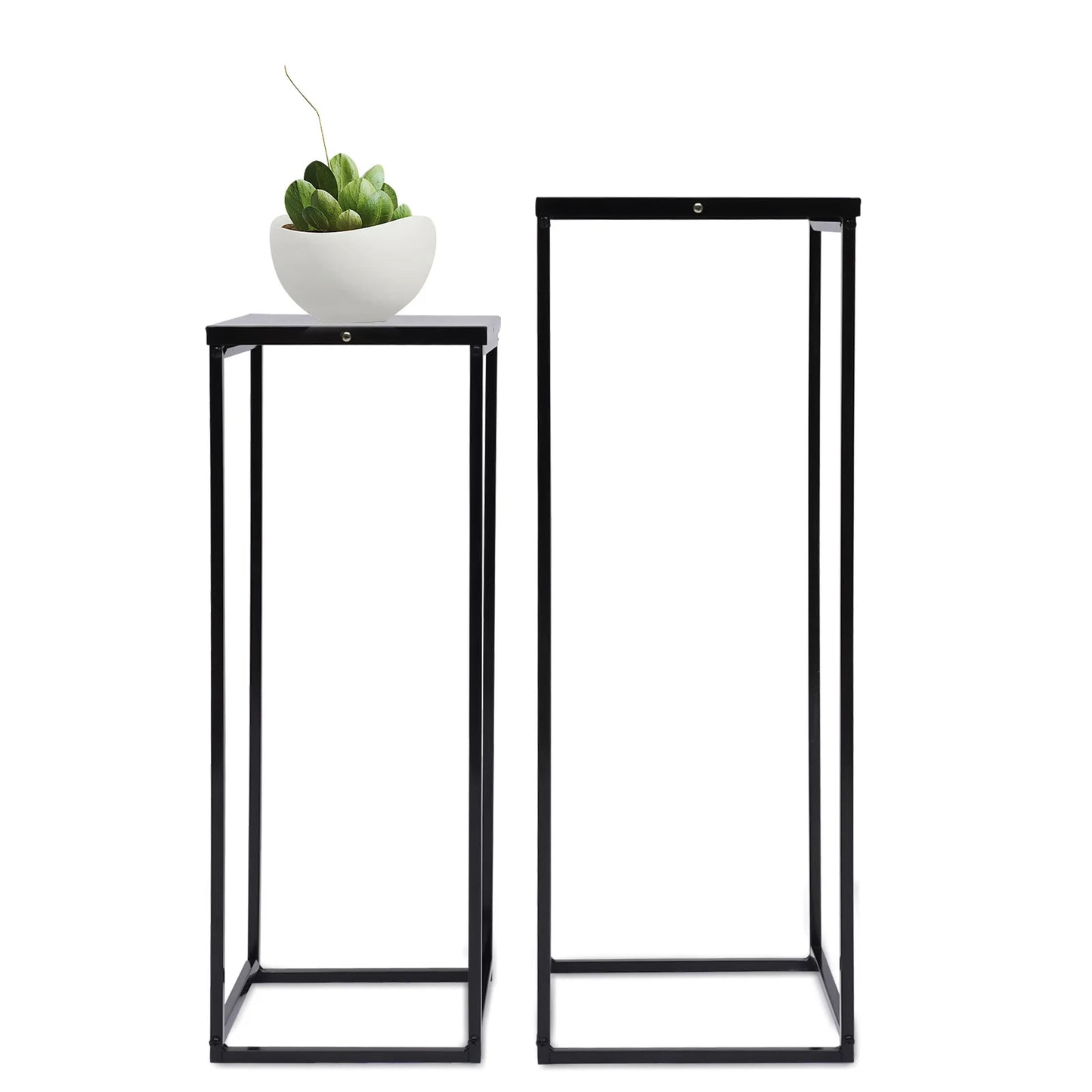 Metal Plant Stand Square Flower Holder Two-Pack Durable Garden Rack