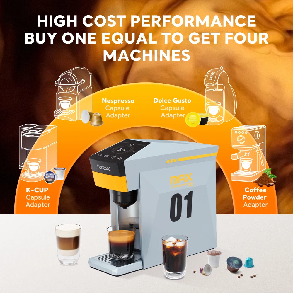 Capadeli 4 In 1 Espresso Machine Compatible With Pods And Ground