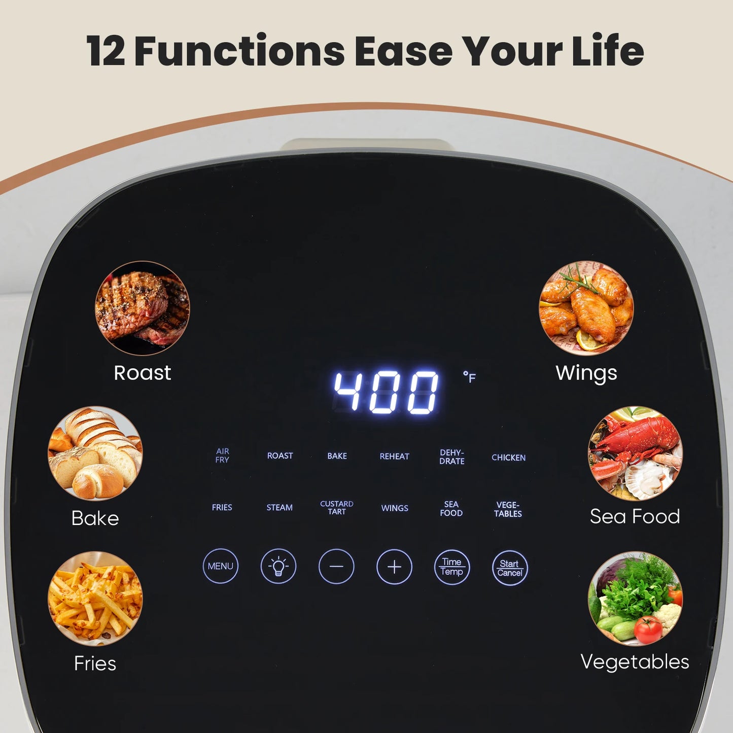 JHK Electric Air Fryer With Window 12 In 1 Functions