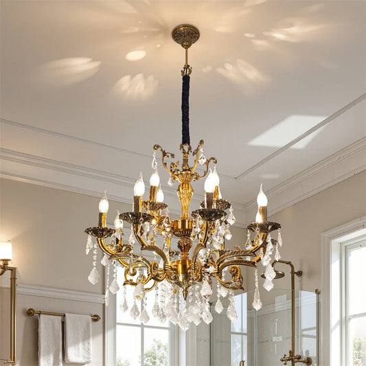 Vrygle Antique Bronze LED Candle Pendant Light Fixture Six Bulbs