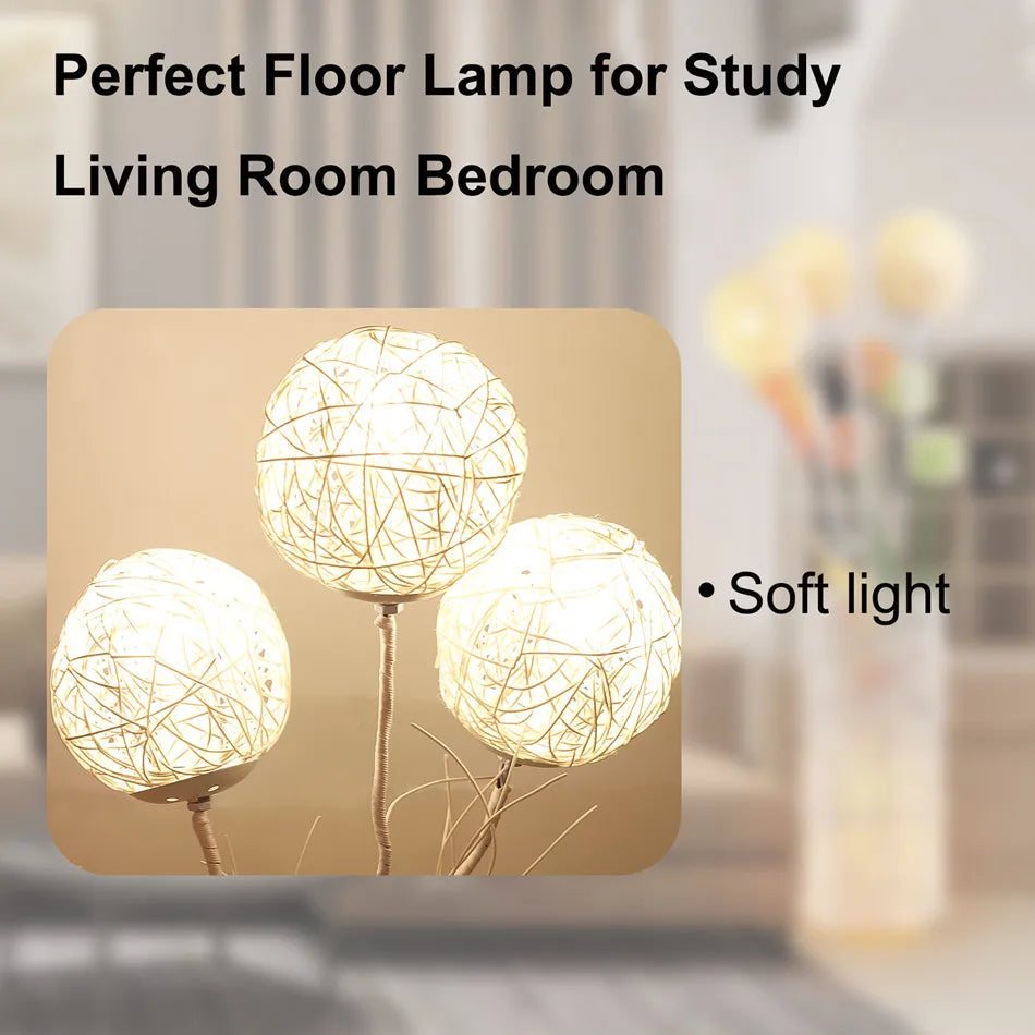 Luvodi Modern Rattan Floor Lamp For Living Room Decor