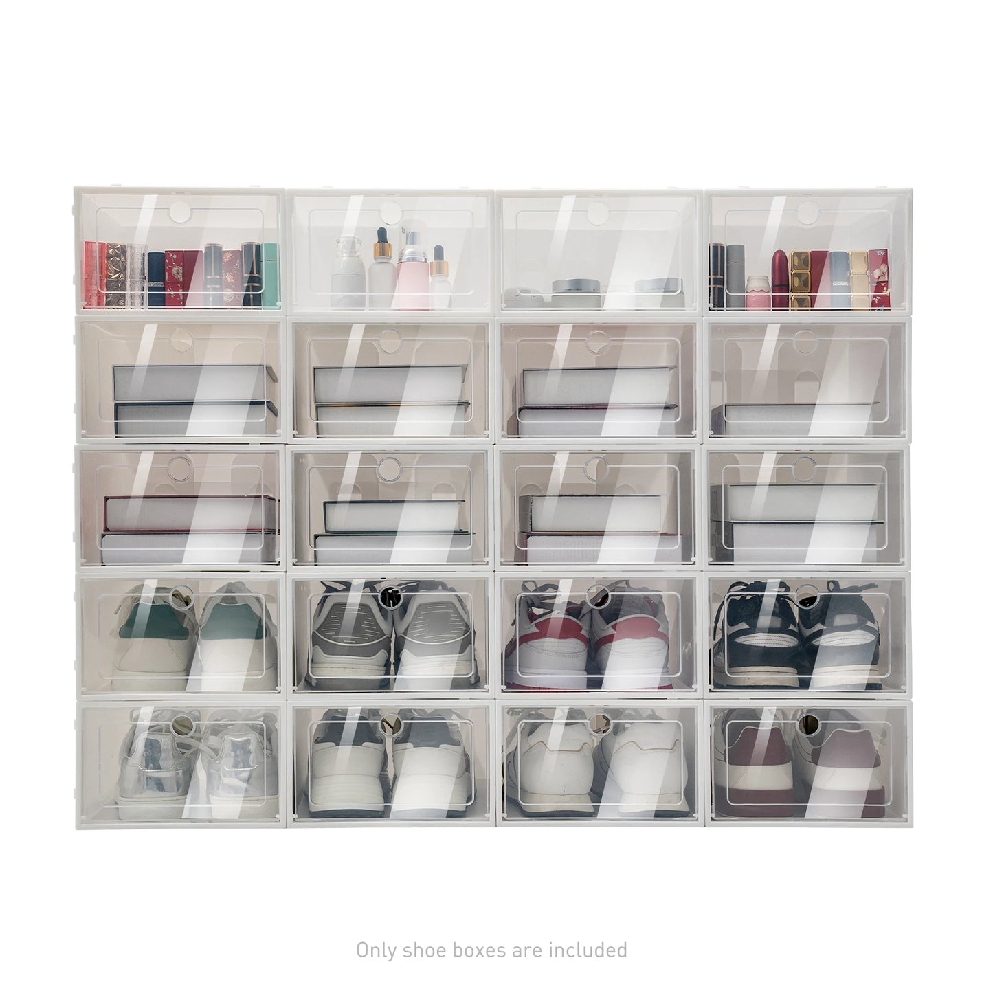 Foldable Flip Shoe Boxes Set 20/24 Pack Plastic Clear Organizer