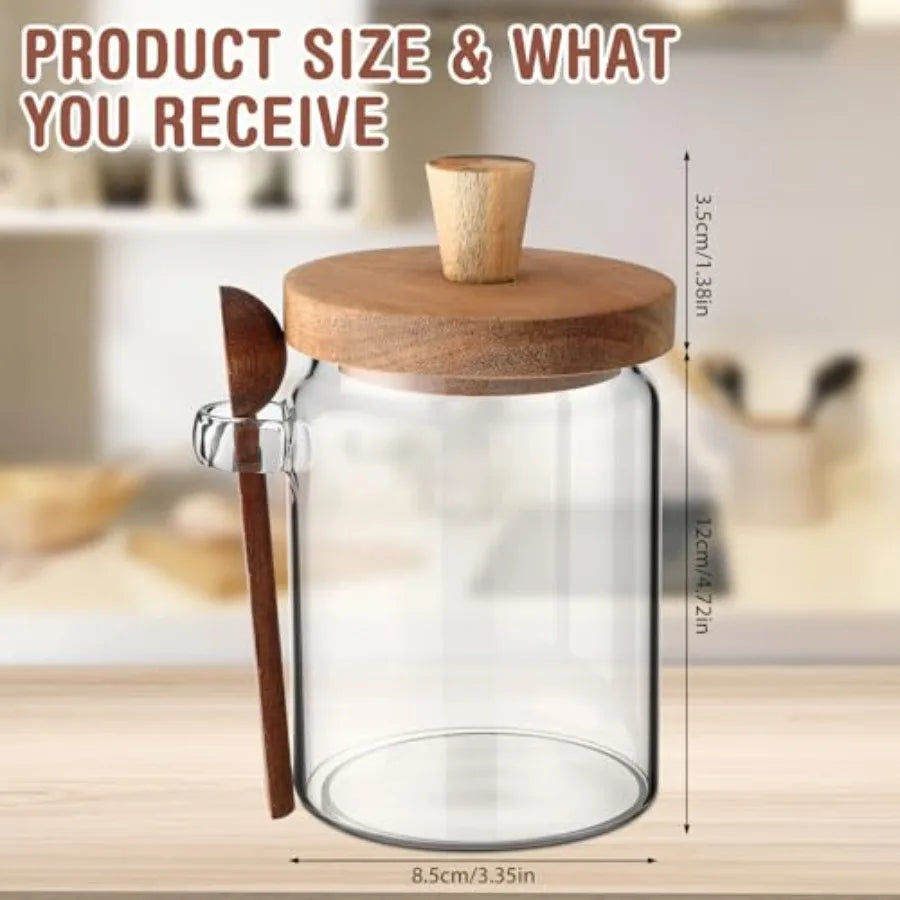 Clear Glass Jars With Airtight Lids And Spoons 6 Pack