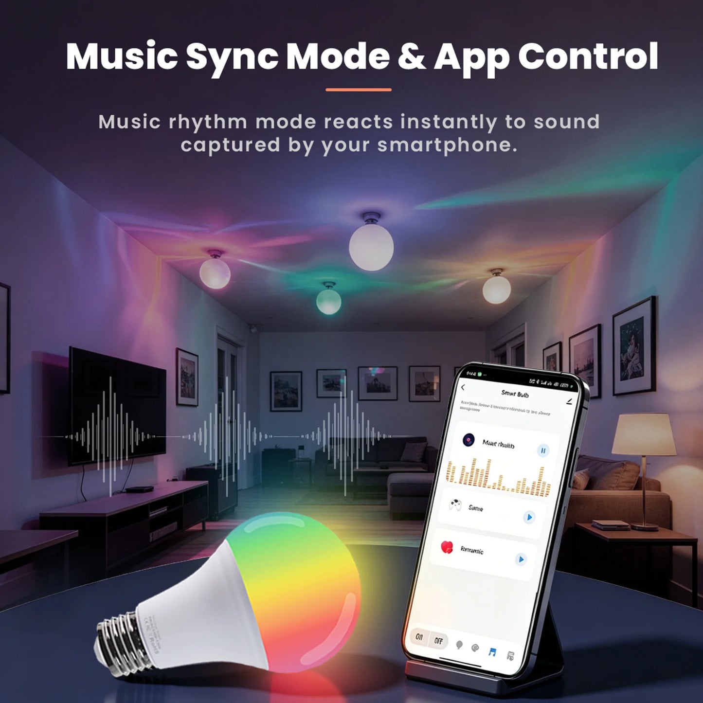 Smeileas RGBCW Smart LED Bulbs With Music Sync App Control
