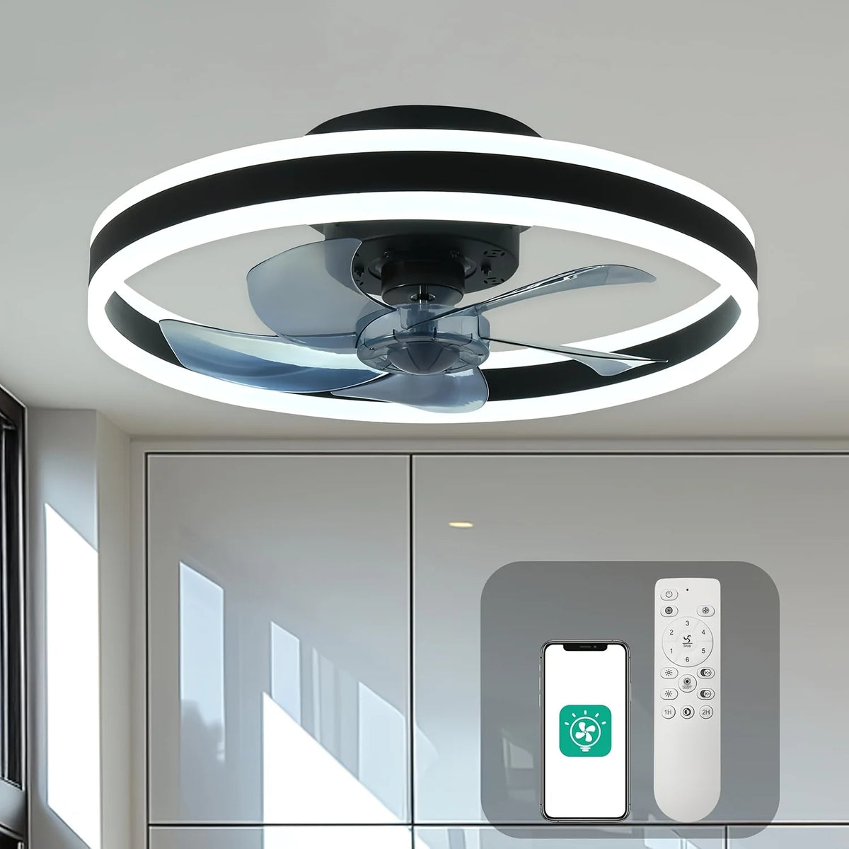 Orison Modern Low Profile Ceiling Fan With Remote Control