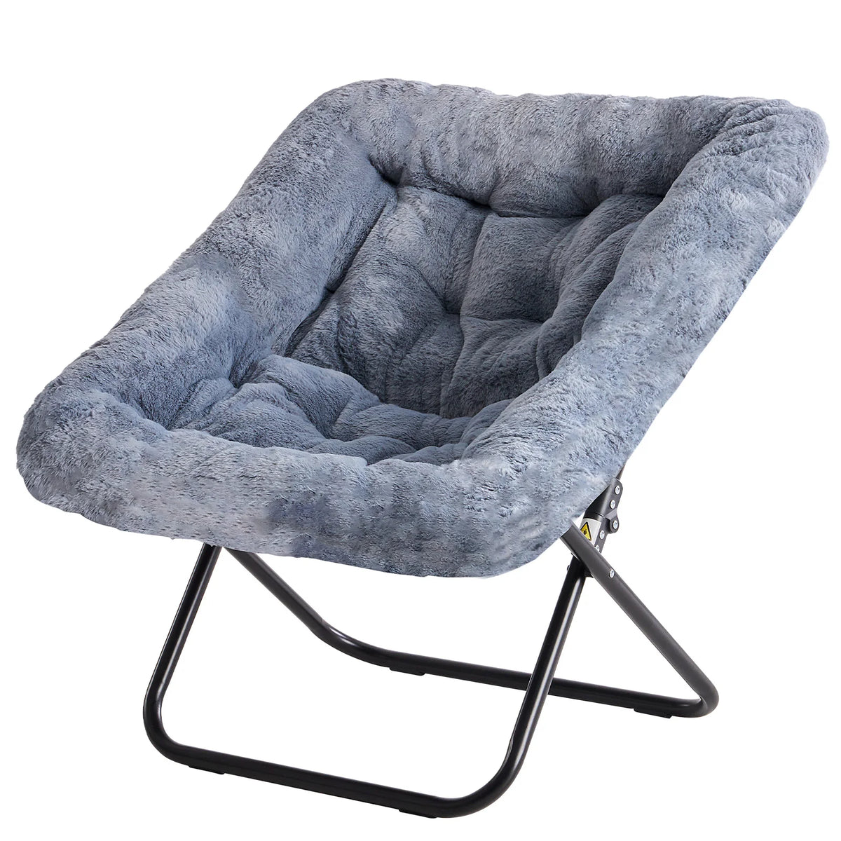 JHK Foldable Swivel Saucer Chair With Padded Fabric Seat