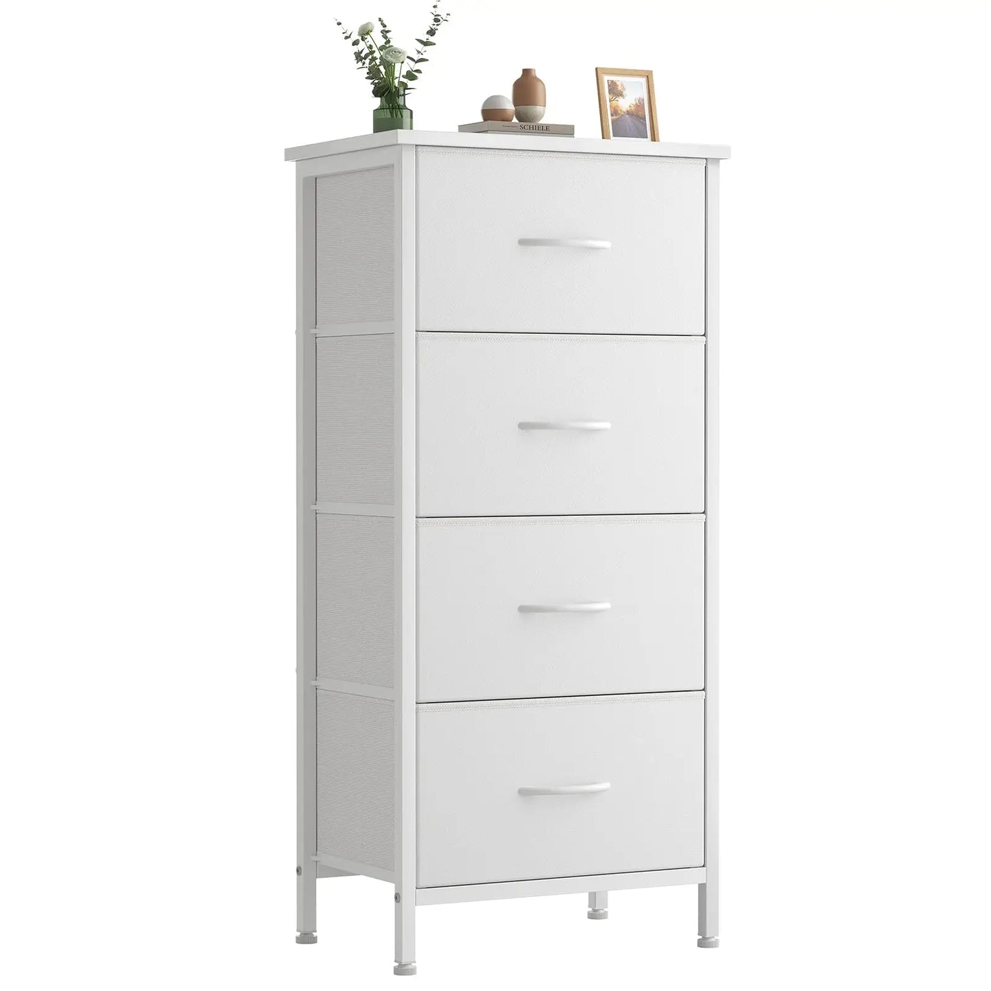 XIUWO Sweetcrispy Nightstand Bedside Table With 4 Fabric Drawers