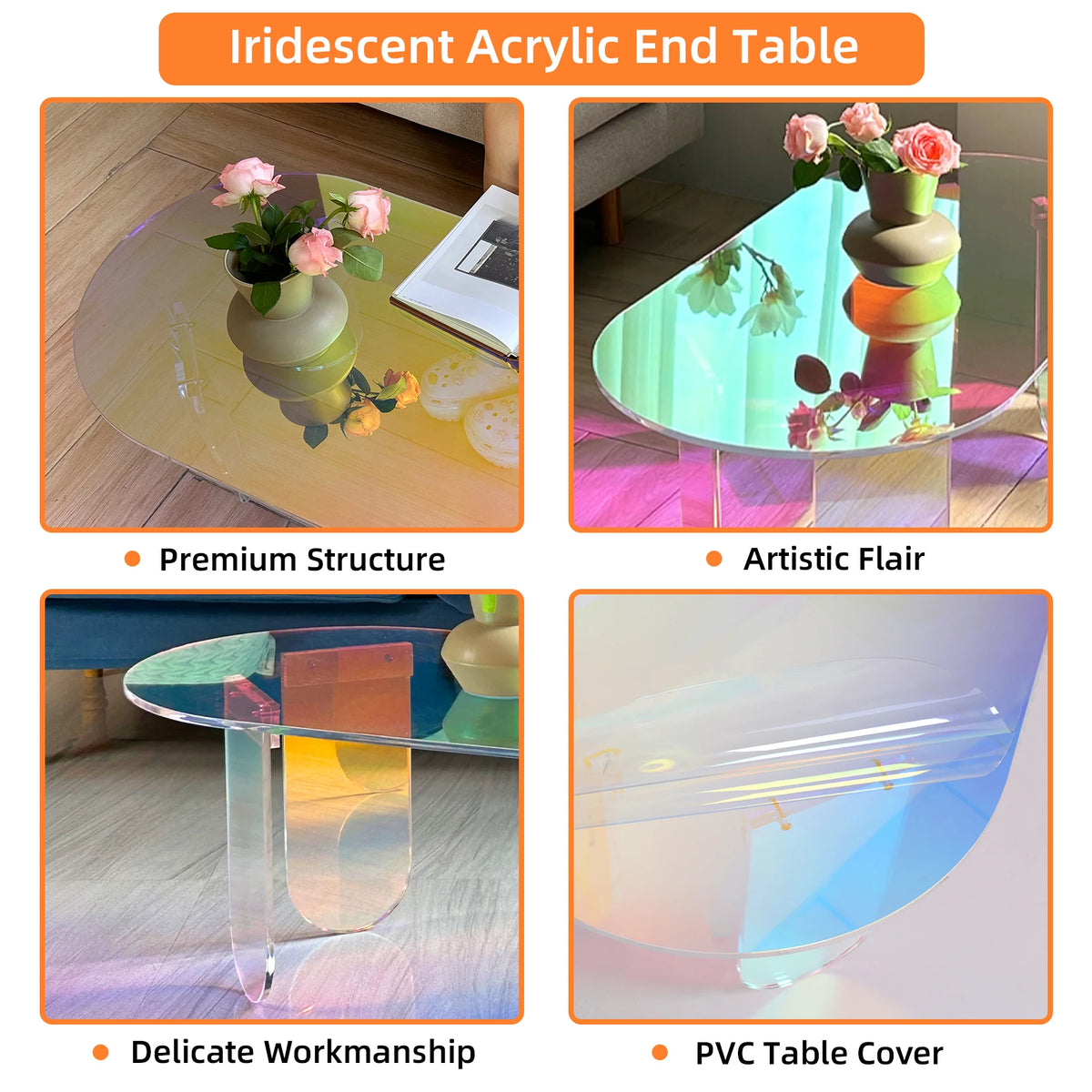 Modern Shatterproof Acrylic End Table For Living Room
